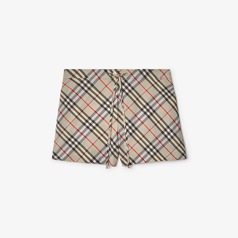 Check Cotton Pyjama Shorts in Chipping - Women | Burberry® Official