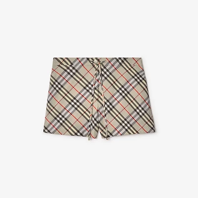 Check Cotton Pyjama Shorts in Chipping - Women | Burberry® Official