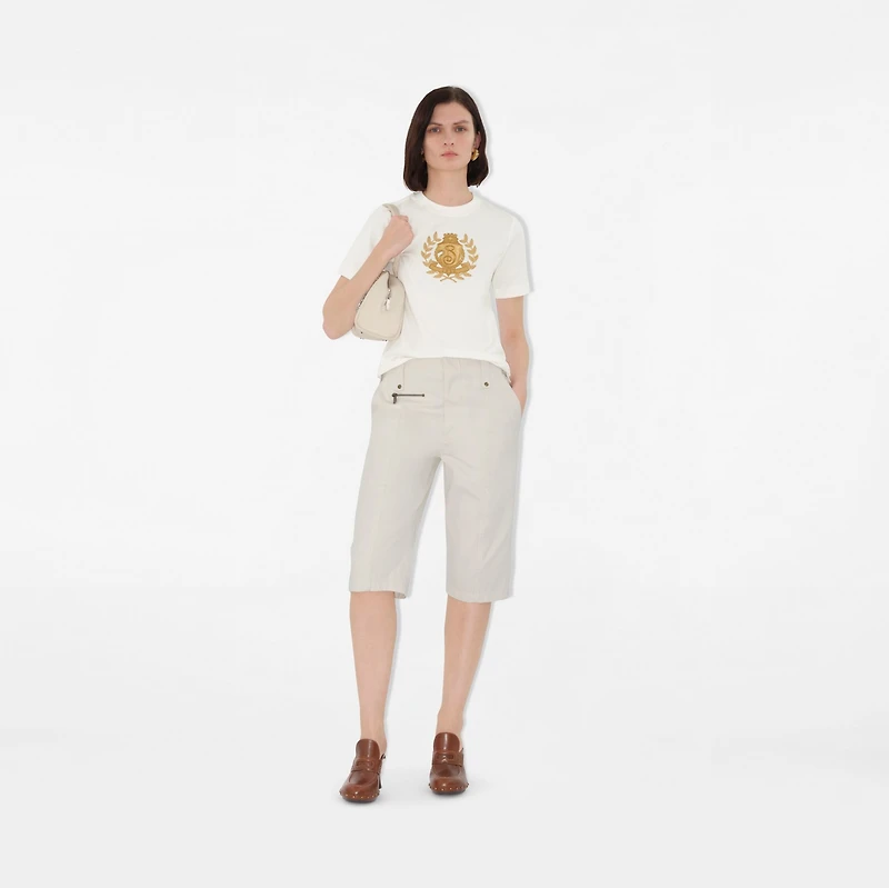 B Crest Cotton T-shirt in Chalk - Women | Burberry® Official
