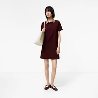Check Collar Cotton Polo Shirt Dress in Vineyard red - Women | Burberry® Official