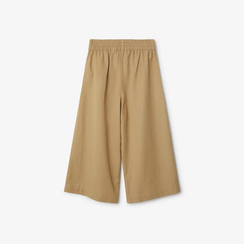 Pleated Cotton Blend Trousers in Sand | Burberry® Official
