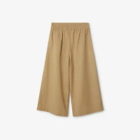 Pleated Cotton Blend Trousers in Sand | Burberry® Official