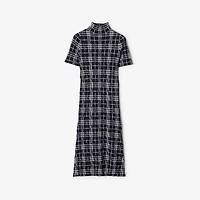 Check Wool Blend Dress in Ink/chalk - Women | Burberry® Official