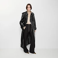 Long Embossed Leather Trench Coat in Silhouette black - Women | Burberry® Official