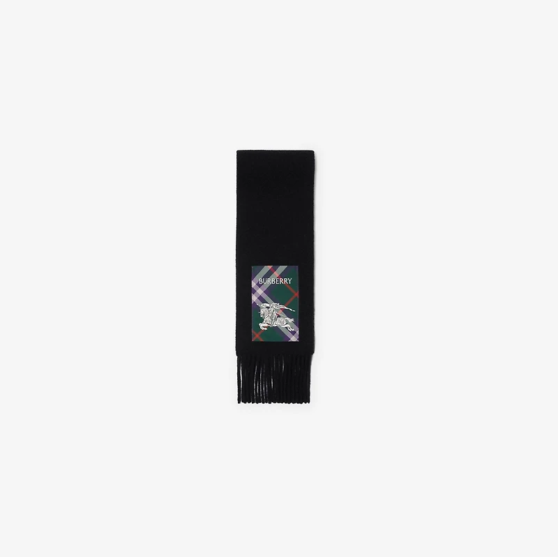 Check Label Cashmere Scarf in Black | Burberry® Official