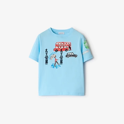 London Cotton T-shirt in Azure blue | Burberry® Official