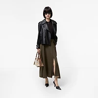 Wool Twill Midi Skirt in Bright caper - Women | Burberry® Official