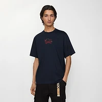 EKD Check Cotton T-shirt in Navy - Men | Burberry® Official