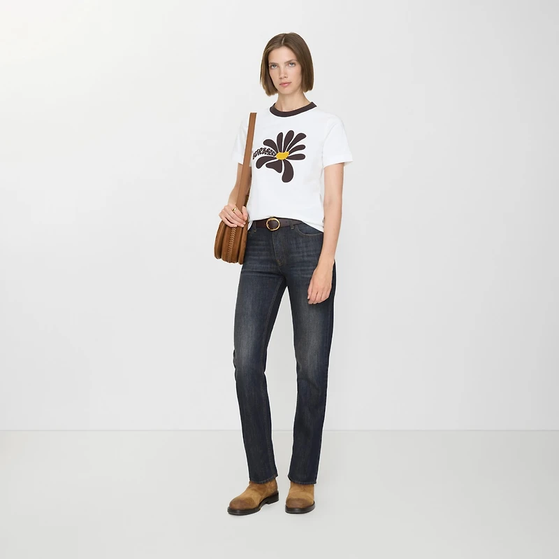 Mid-rise Straight Jeans in Mid blue - Women, Cotton, Denim | Burberry® Official