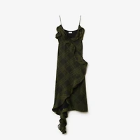 Check Silk Wrap Dress in Oil - Women | Burberry® Official