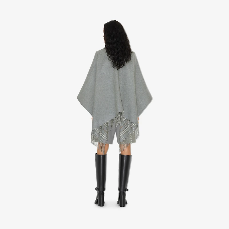 Check Wool Reversible Cape in Grey | Burberry® Official