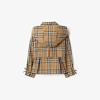 Check Cotton Hooded Trench Jacket in Sand beige | Burberry® Official