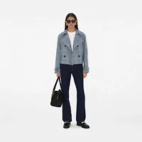 Check Silk Blend Trench Jacket in Gale - Women | Burberry® Official