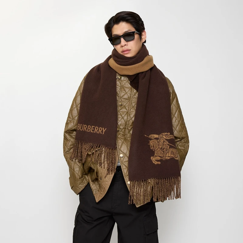 Reversible EKD Cashmere Scarf in Treacle brown | Burberry® Official