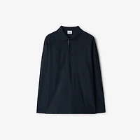 Long-sleeve Cotton Polo Shirt in Navy black - Men | Burberry® Official