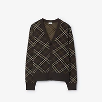 Check Wool Cashmere Cardigan in Truffle brown - Men | Burberry® Official
