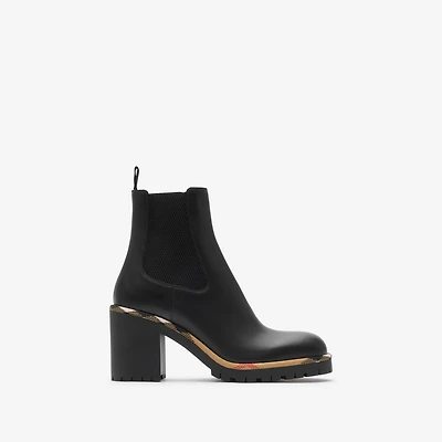 Leather Gravel Heel Chelsea Boots​ in Black - Women | Burberry® Official