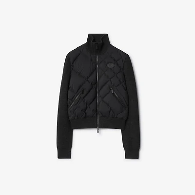 Check-stitch Nylon and Wool Jacket in Black - Women | Burberry® Official