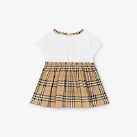 Check Bow Cotton Dress with Bloomers in White - Children | Burberry® Official