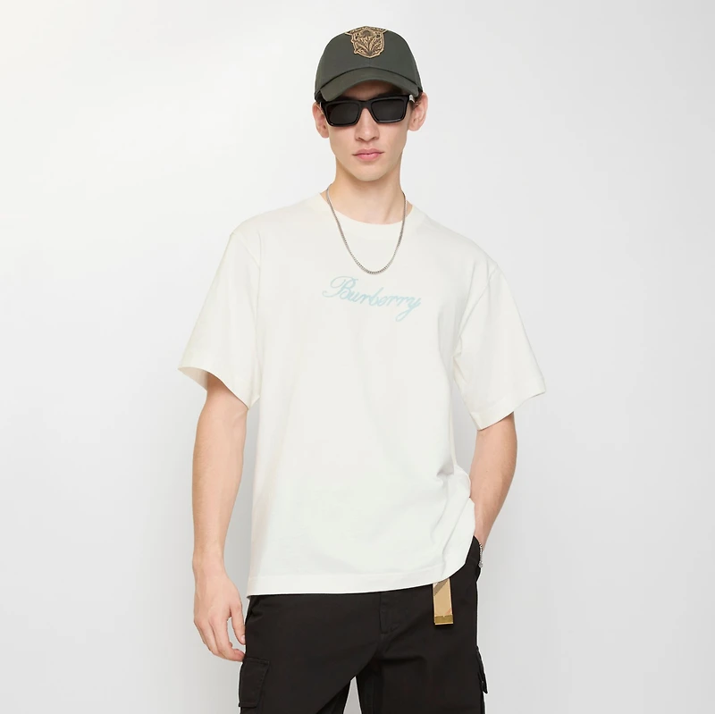 Rain or Shine Cotton T-shirt in Chalk white - Men | Burberry® Official