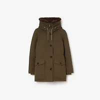 Shearling Trim Gabardine Parka in Juniper green - Women | Burberry® Official