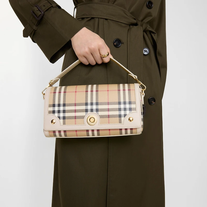 Top Handle Note Bag in Vintage check/soap beige - Women, Cotton, Technical | Burberry® Official