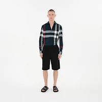Slim Fit Check Cotton Shirt in Navy