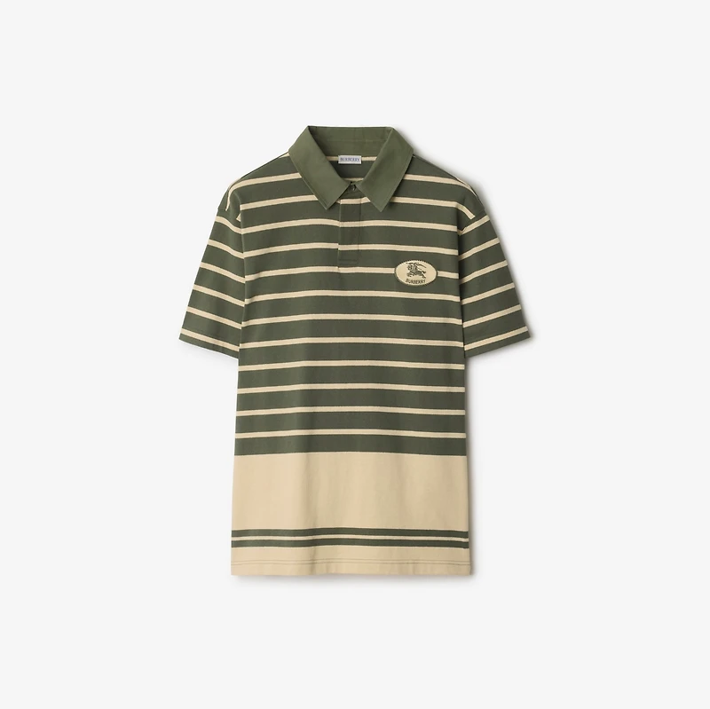 Striped Cotton Polo Shirt in Yew green - Men | Burberry® Official