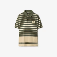 Striped Cotton Polo Shirt in Yew green - Men | Burberry® Official