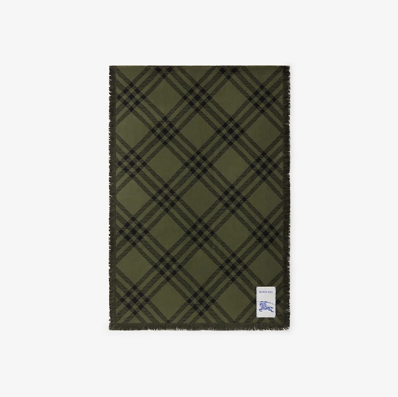 Wide Check Wool Silk Scarf in Shrub/black | Burberry® Official