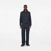 Check Denim Jacket in Indigo blue - Men, Cotton | Burberry® Official
