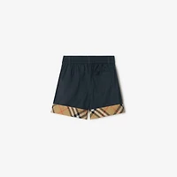 Check Turn-up Cotton Shorts in Navy | Burberry® Official