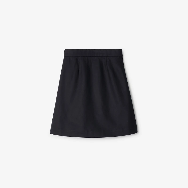 Pleated Cotton Blend Skirt in Storm blue | Burberry® Official
