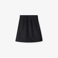 Pleated Cotton Blend Skirt in Storm blue | Burberry® Official