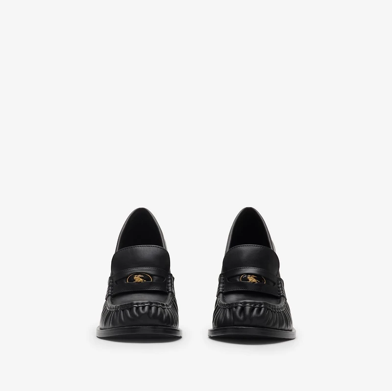 Leather Cadet Heeled Loafers in Black - Women | Burberry® Official