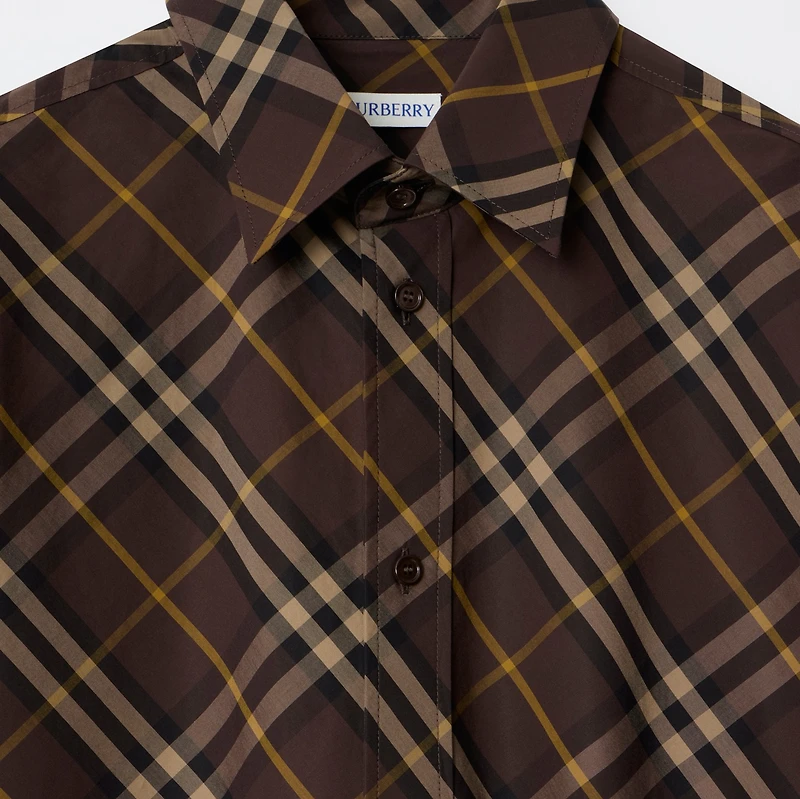 Relaxed Fit Check Cotton Shirt in Truffle brown - Men | Burberry® Official