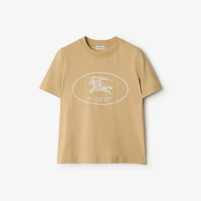Knight Stamp Cotton T-shirt in Flax - Women | Burberry® Official
