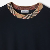Check Trim Wool Sweater in Navy - Men | Burberry® Official