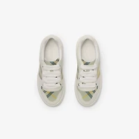 Check and Leather Sneakers in Breeze - Children | Burberry® Official