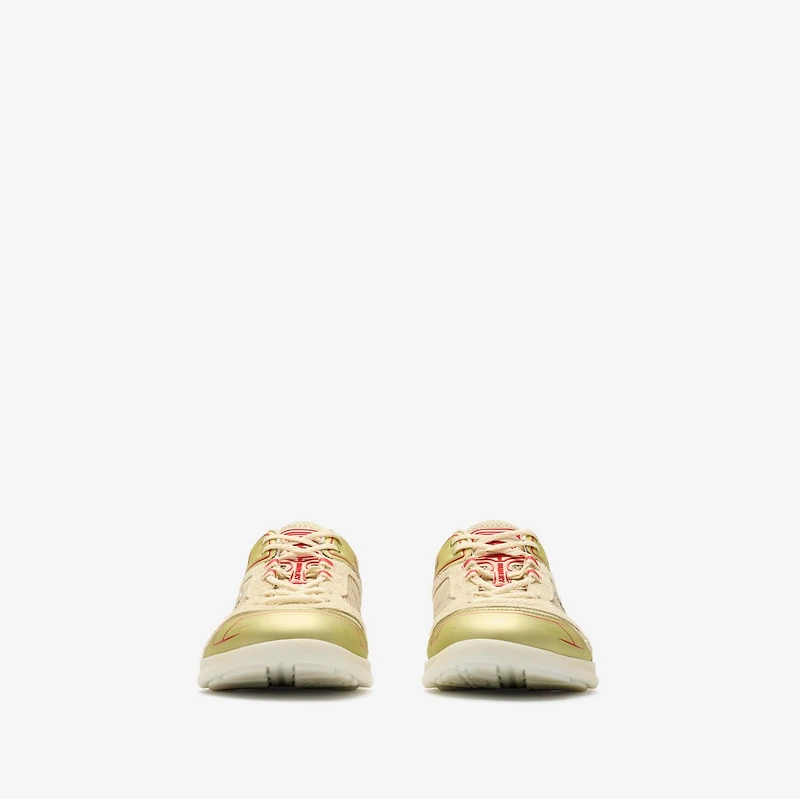Check Matrix Sport Sneakers in Gold/clam beige - Men | Burberry® Official