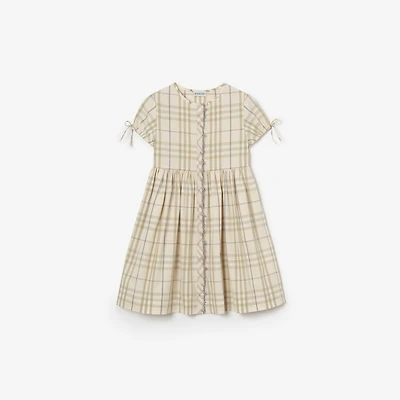 Check Cotton Dress in Sesame beige | Burberry® Official