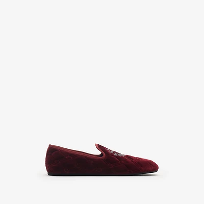 Quilted Velvet Estate Slippers in Wine red - Men | Burberry® Official