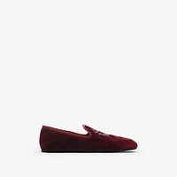 Quilted Velvet Estate Slippers in Wine red - Men | Burberry® Official