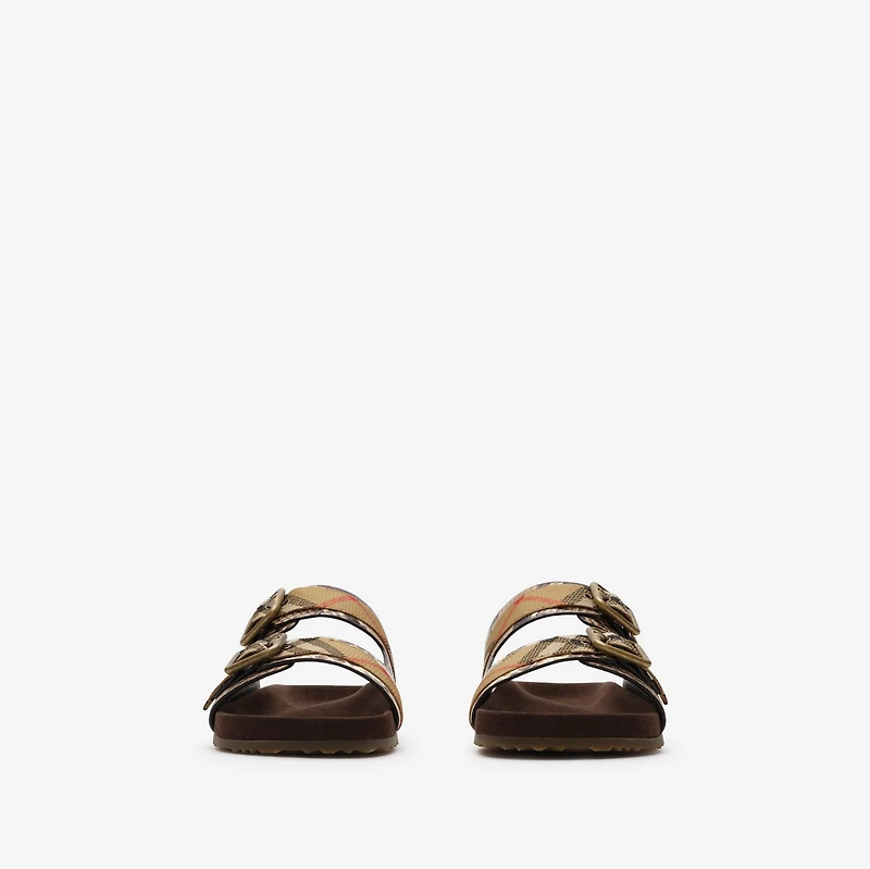 Python-print Leather Urchin Sandals in Serpent beige - Women | Burberry® Official