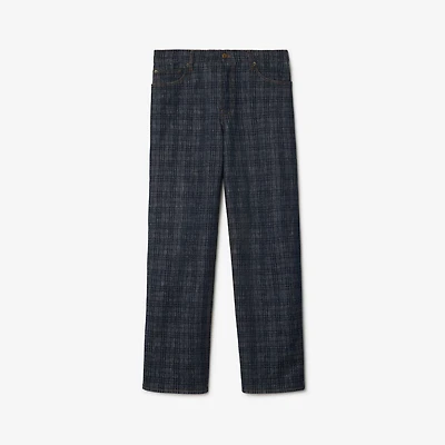 Loose Check Denim Jeans in Indigo blue - Men | Burberry® Official