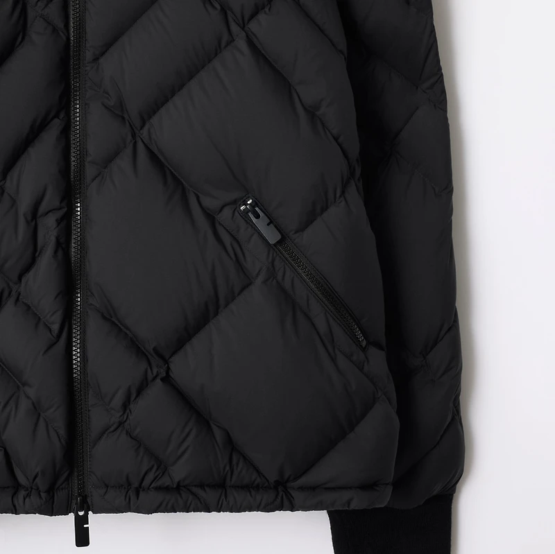 Check-stitch Nylon Doversgreen Puffer Jacket in Black - Men | Burberry® Official