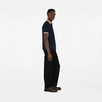 Logo Collar Cotton Polo Shirt in Navy - Men | Burberry® Official
