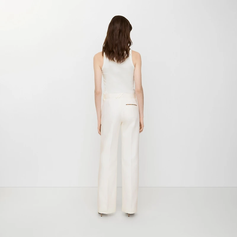 Cotton Blend Tailored Trousers in Seashell white - Women | Burberry® Official