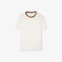 Check Trim Cotton T-shirt in Chalk white - Men | Burberry® Official