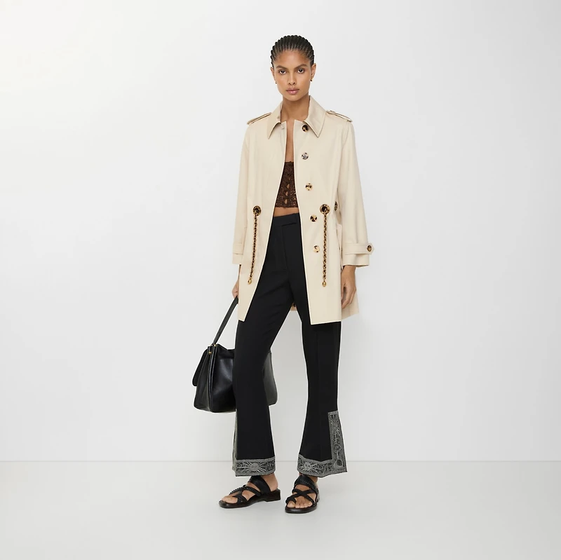 Short Gabardine Stonehaven Car Coat in Clam beige - Women, Cotton Gabardine | Burberry® Official